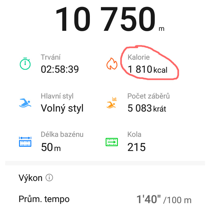 Plavání - kraul - 10km